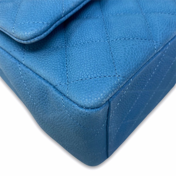 Chanel Maxi Suede Caviar Classic Flap Bag Blue - Picture 5 of 13
